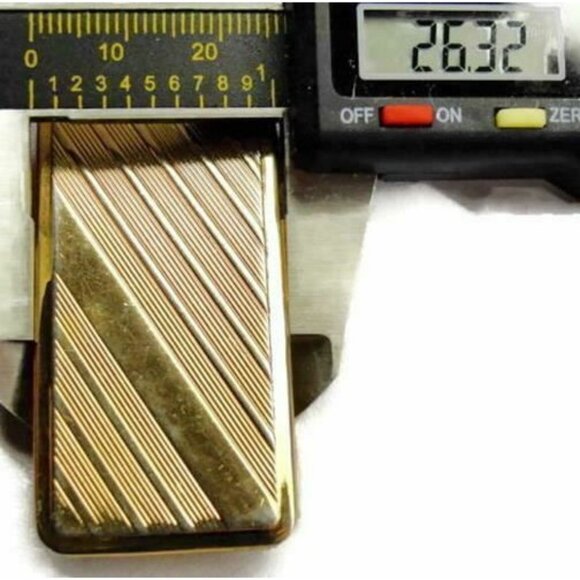 Money Clip Etched Diagonal Lines Gold Tone Wallet Credit Card Cash ID Holder - Picture 4 of 8